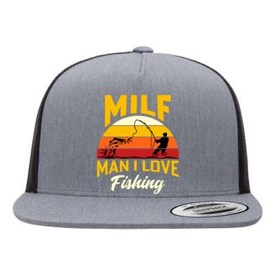 MILF Man I Love Fishing Camping Fish Funny Flat Bill Trucker Hat