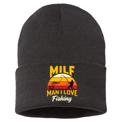 MILF Man I Love Fishing Camping Fish Funny Sustainable Knit Beanie