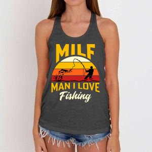 MILF Man I Love Fishing Camping Fish Funny Women's Knotted Racerback Tank