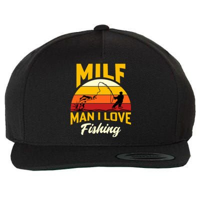 MILF Man I Love Fishing Camping Fish Funny Wool Snapback Cap