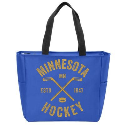 Minnesota Mn Ice Hockey Sticks Vintage Gift Meaningful Gift Zip Tote Bag