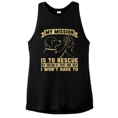 My Mission Is To Rescue Injured Love Animals Abandoned Pets Ladies PosiCharge Tri-Blend Wicking Tank