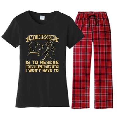 My Mission Is To Rescue Injured Love Animals Abandoned Pets Women's Flannel Pajama Set