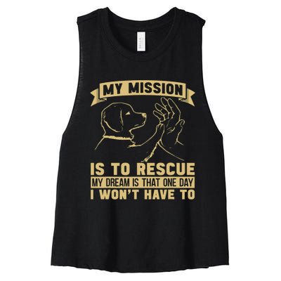 My Mission Is To Rescue Injured Love Animals Abandoned Pets Women's Racerback Cropped Tank