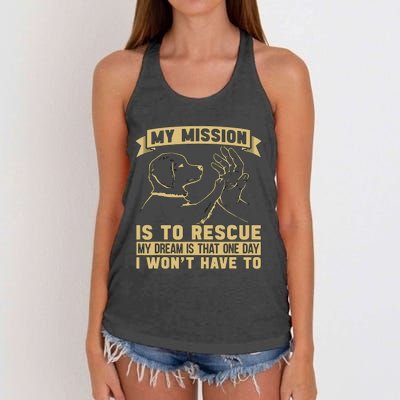 My Mission Is To Rescue Injured Love Animals Abandoned Pets Women's Knotted Racerback Tank