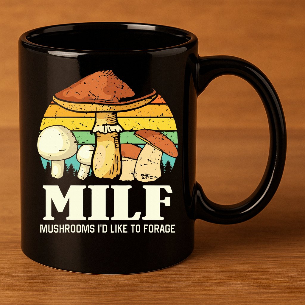 Milf Mushrooms ID Like To Forage Funny Saying 11oz C Handle Ceramic Mug