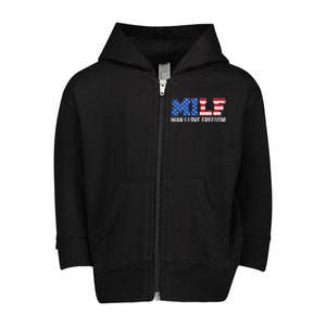 MILF Man I Love Freedom Funny Patriotic American 4th Of July Toddler Zip Fleece Hoodie