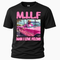 M.I.L.F Man I Love Felons Funny Trump Pink 2024 Election Cooling Performance Crew T-Shirt