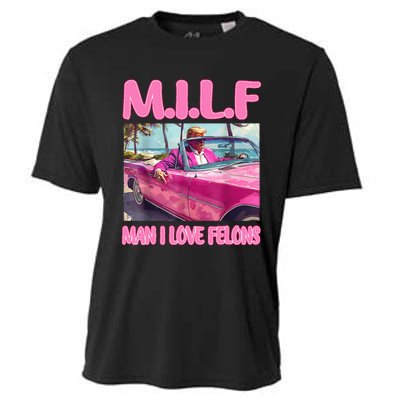 M.I.L.F Man I Love Felons Funny Trump Pink 2024 Election Cooling Performance Crew T-Shirt