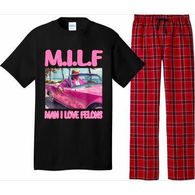 M.I.L.F Man I Love Felons Funny Trump Pink 2024 Election Pajama Set