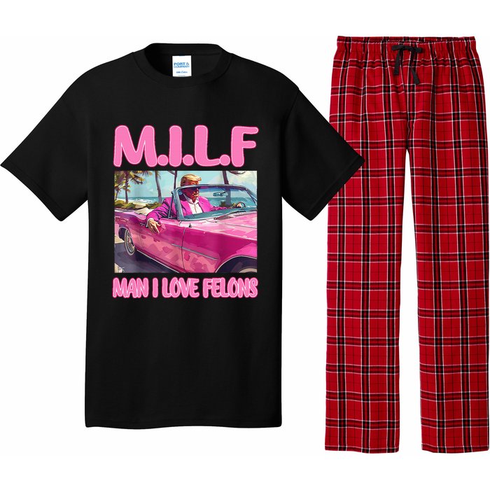 M.I.L.F Man I Love Felons Funny Trump Pink 2024 Election Pajama Set