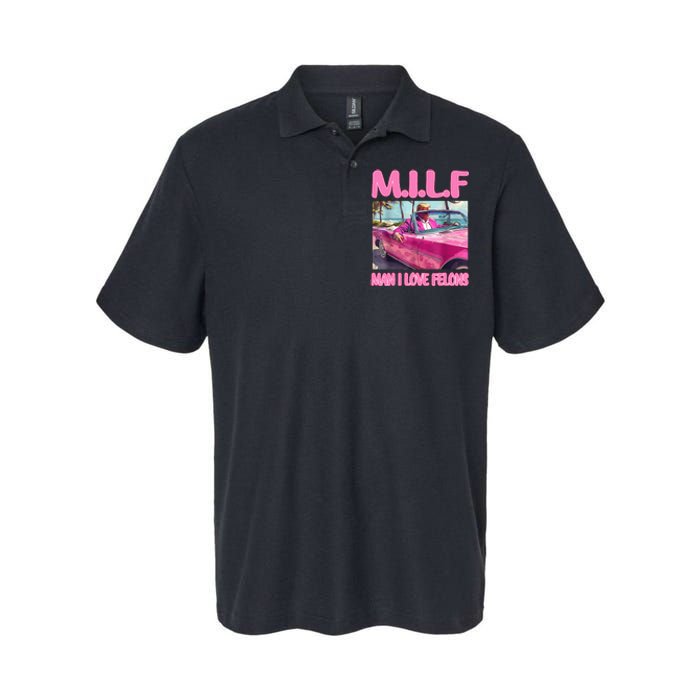 M.I.L.F Man I Love Felons Funny Trump Pink 2024 Election Softstyle Adult Sport Polo