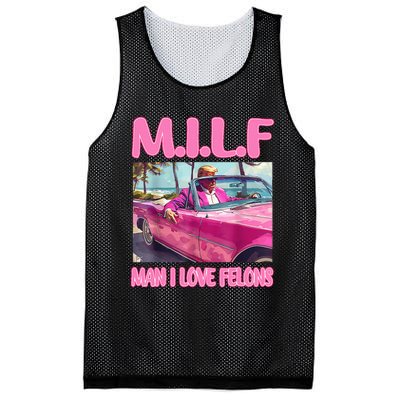 M.I.L.F Man I Love Felons Funny Trump Pink 2024 Election Mesh Reversible Basketball Jersey Tank