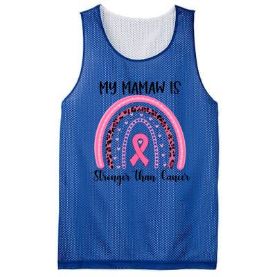 My Mamaw Is Stronger Than Cancer Breast Cancer Awareness Gift Mesh Reversible Basketball Jersey Tank