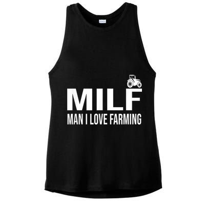 Milf Man I Love Farming Kansas State Football Fan Ladies PosiCharge Tri-Blend Wicking Tank