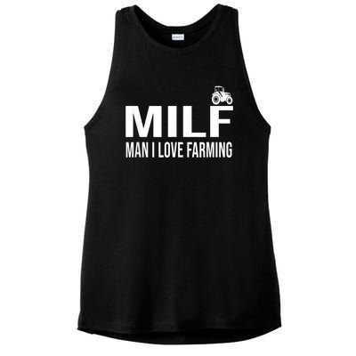 Milf Man I Love Farming Kansas State Football Fan Ladies PosiCharge Tri-Blend Wicking Tank