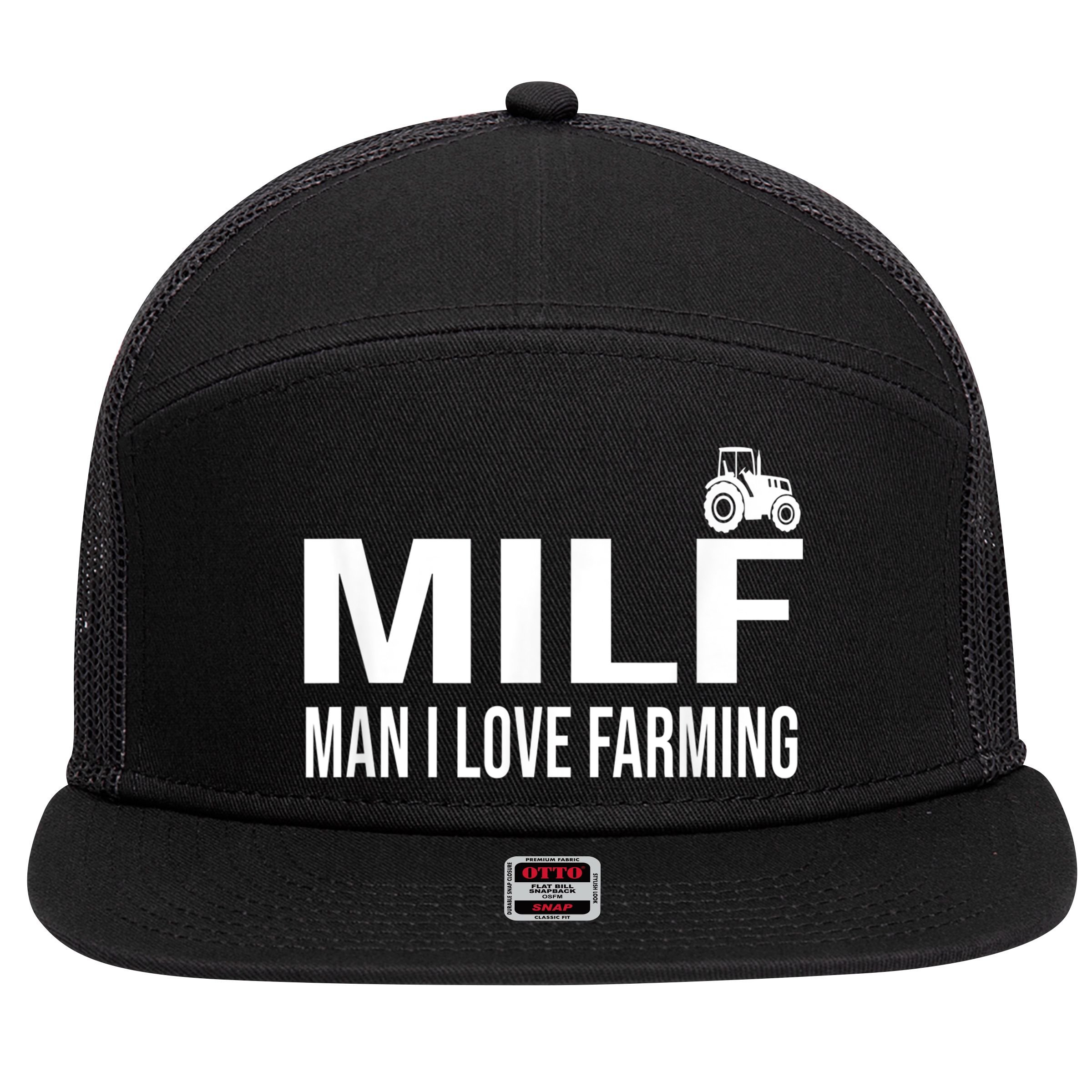 Milf Man I Love Farming Kansas State Football Fan 7 Panel Mesh Trucker Snapback Hat