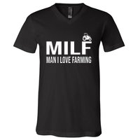 Milf Man I Love Farming Kansas State Football Fan V-Neck T-Shirt