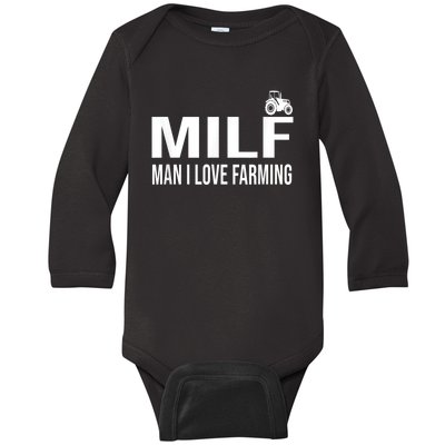 Milf Man I Love Farming Kansas State Football Fan Baby Long Sleeve Bodysuit