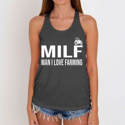 Milf Man I Love Farming Kansas State Football Fan Women's Knotted Racerback Tank