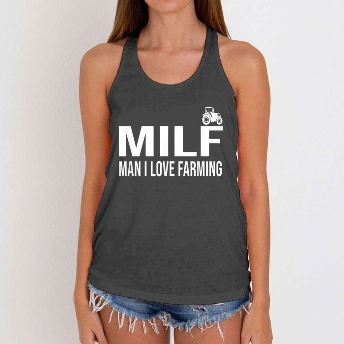 Milf Man I Love Farming Kansas State Football Fan Women's Knotted Racerback Tank