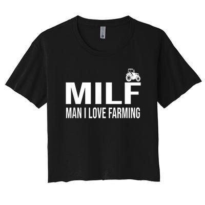 Milf Man I Love Farming Kansas State Football Fan Women's Crop Top Tee