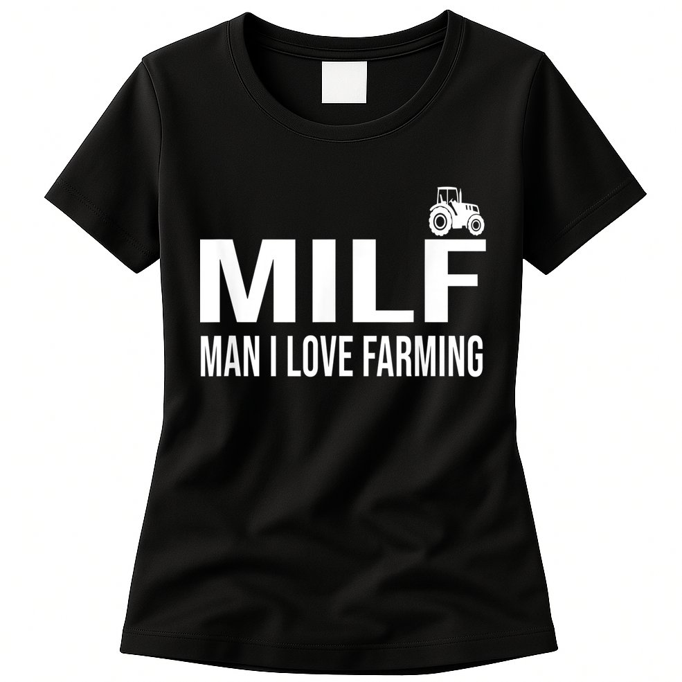 Milf Man I Love Farming Kansas State Football Fan Womens T-Shirt