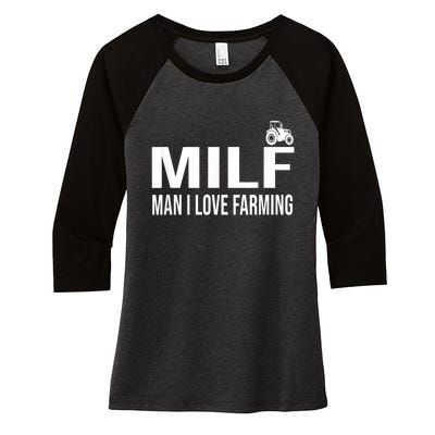 Milf Man I Love Farming Kansas State Football Fan Women's Tri-Blend 3/4-Sleeve Raglan Shirt