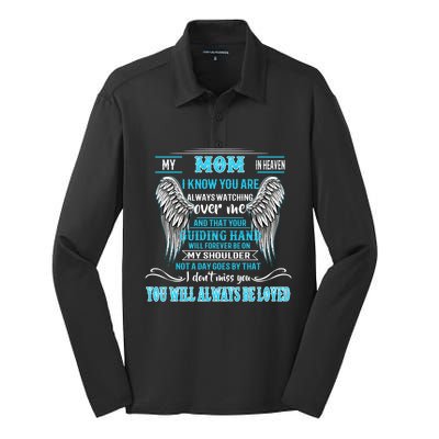 My Mom In Heaven You Will Always Be Loved Missing My Mother Gift Silk Touch Performance Long Sleeve Polo