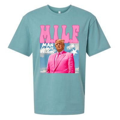 Milf Man I Love Felons Funny Trump Pink 2024 For President Sueded Cloud Jersey T-Shirt