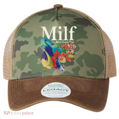 Milf Man I Love Fish Funny Legacy Tie Dye Trucker Hat