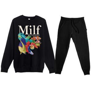 Milf Man I Love Fish Funny Premium Crewneck Sweatsuit Set