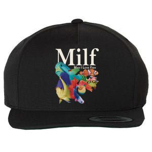 Milf Man I Love Fish Funny Wool Snapback Cap