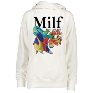 Milf Man I Love Fish Funny Womens Funnel Neck Pullover Hood