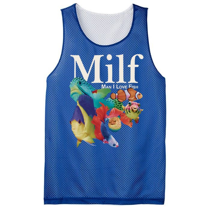 Milf Man I Love Fish Funny Mesh Reversible Basketball Jersey Tank