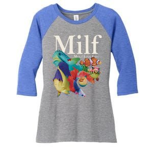 Milf Man I Love Fish Funny Women's Tri-Blend 3/4-Sleeve Raglan Shirt