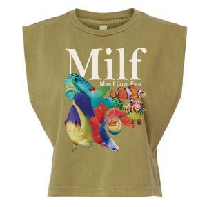 Milf Man I Love Fish Funny Garment-Dyed Women's Muscle Tee