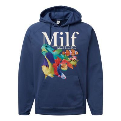 Milf Man I Love Fish Funny Performance Fleece Hoodie