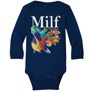 Milf Man I Love Fish Funny Baby Long Sleeve Bodysuit