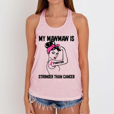 My Mawmaw Is Stronger Than Cancer Breast Cancer Great Gift Women's Knotted Racerback Tank