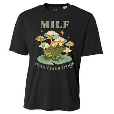 Milf Man I Love Frogs Vintage Retro Frog And Fungi Mushroom Cooling Performance Crew T-Shirt