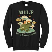 Milf Man I Love Frogs Vintage Retro Frog And Fungi Mushroom Sweatshirt