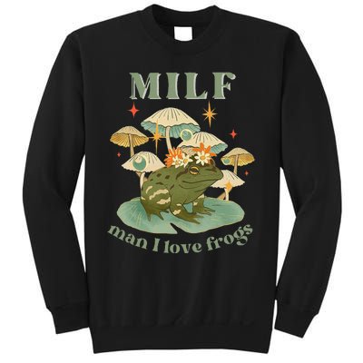 Milf Man I Love Frogs Vintage Retro Frog And Fungi Mushroom Sweatshirt