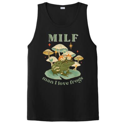 Milf Man I Love Frogs Vintage Retro Frog And Fungi Mushroom PosiCharge Competitor Tank