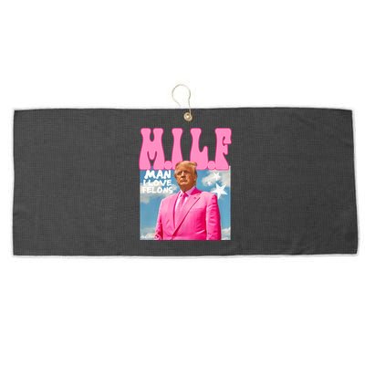 Milf Man I Love Felons Funny Trump Pink 2024 For President Large Microfiber Waffle Golf Towel