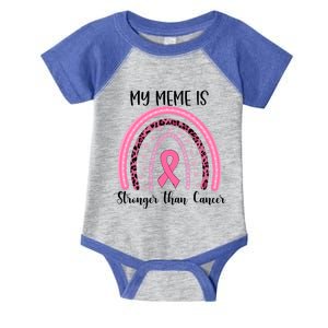 My Meme Is Stronger Than Cancer Breast Cancer Awareness Gift Infant Baby Jersey Bodysuit