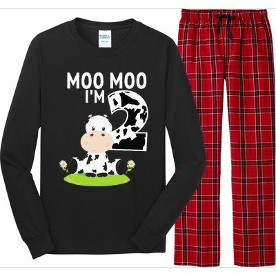 Moo Moo Im Two 2nd Birthday Funny Cute Cow Sounds Long Sleeve Pajama Set