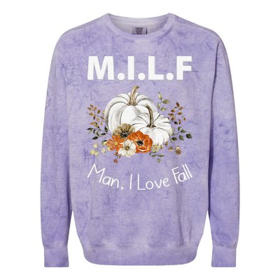 MILF Man I Love Fall Funny Seasonal Pumpkin Autumn Colorblast Crewneck Sweatshirt