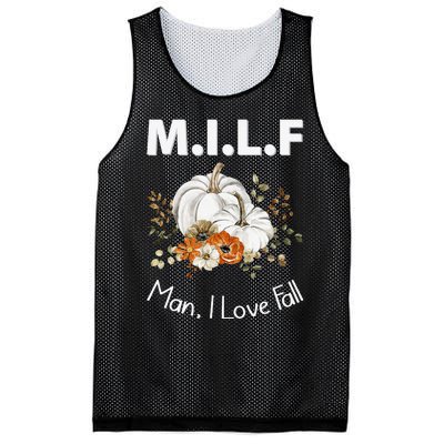 MILF Man I Love Fall Funny Seasonal Pumpkin Autumn Mesh Reversible Basketball Jersey Tank