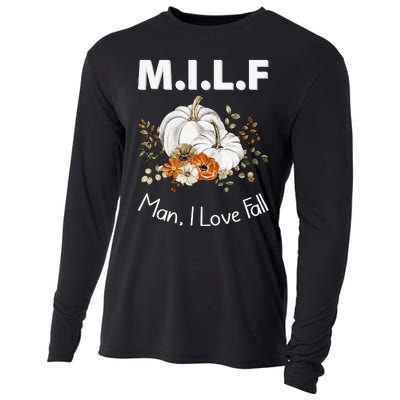 MILF Man I Love Fall Funny Seasonal Pumpkin Autumn Cooling Performance Long Sleeve Crew